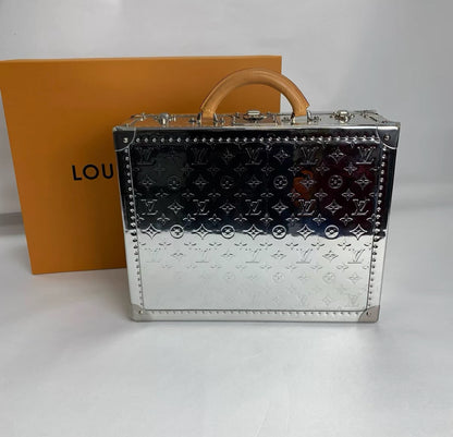 LOUIS VUITTON Silver Mirror Monogram Vinyl & Vachetta Leather Cotteville 40