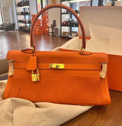 Hermès Limited Edition Kelly Fringe JPG Shoulder Orange Togo