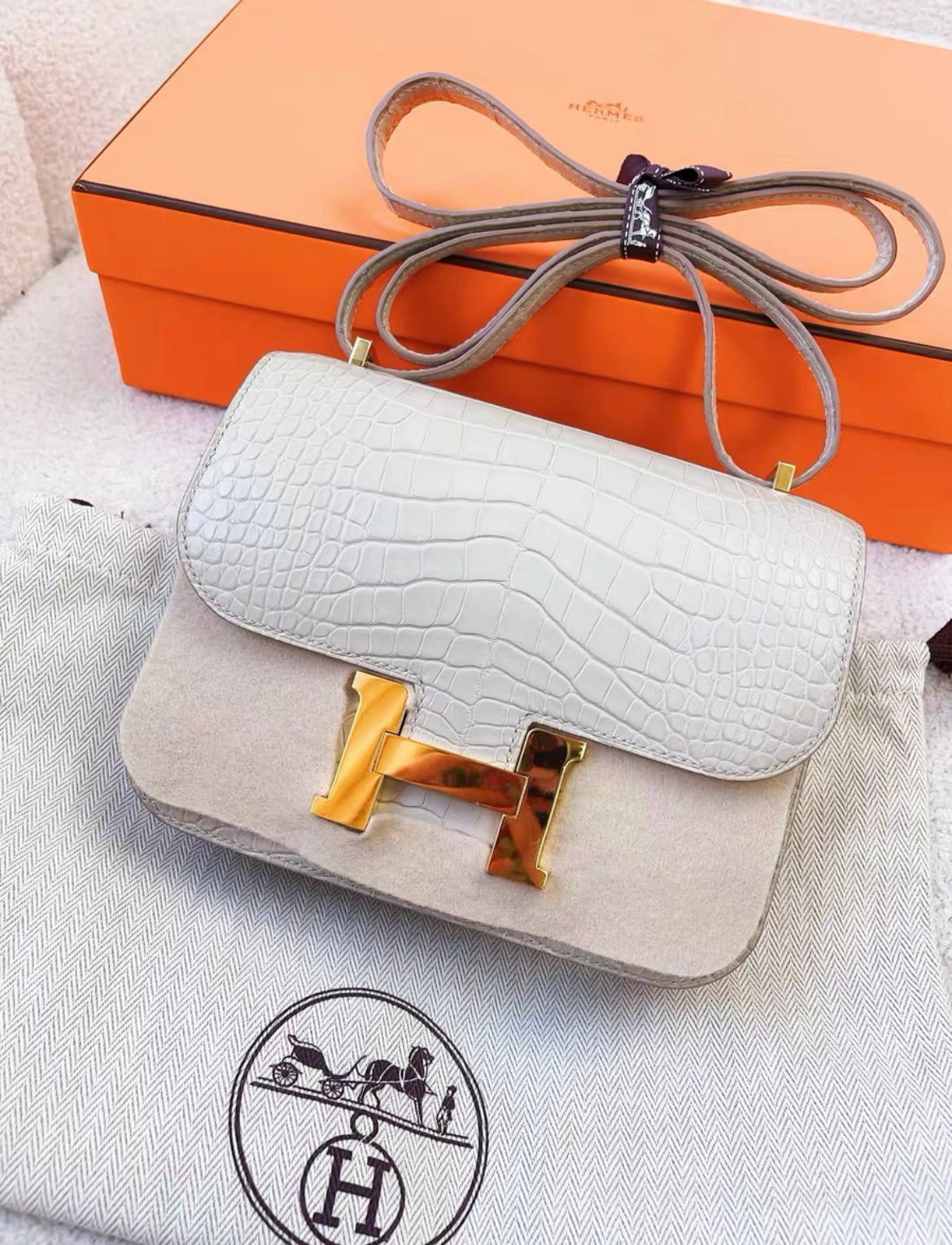 Hermès Constance Mini Beton Matte Alligator Gold Hardware