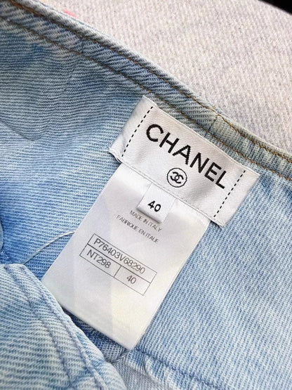 Chanel 24C orange gradient blush denim shorts
