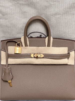 Hermes Birkin 25 Sellier Etoupe Epsom Gold Hardware