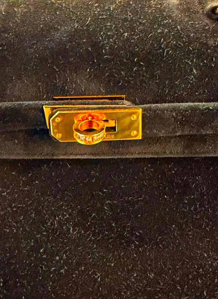 Hermes vintage mini Kelly black Doblis Diamond gold hardware