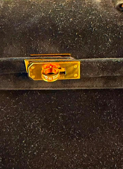 Hermes vintage mini Kelly black Doblis Diamond gold hardware