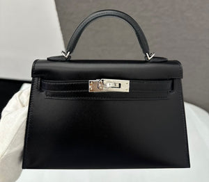 Hermes mini Kelly 20 black box palladium hardware