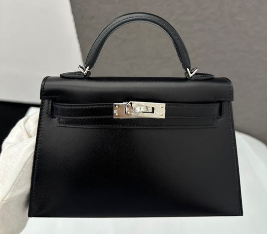 Hermes mini Kelly 20 black box palladium hardware