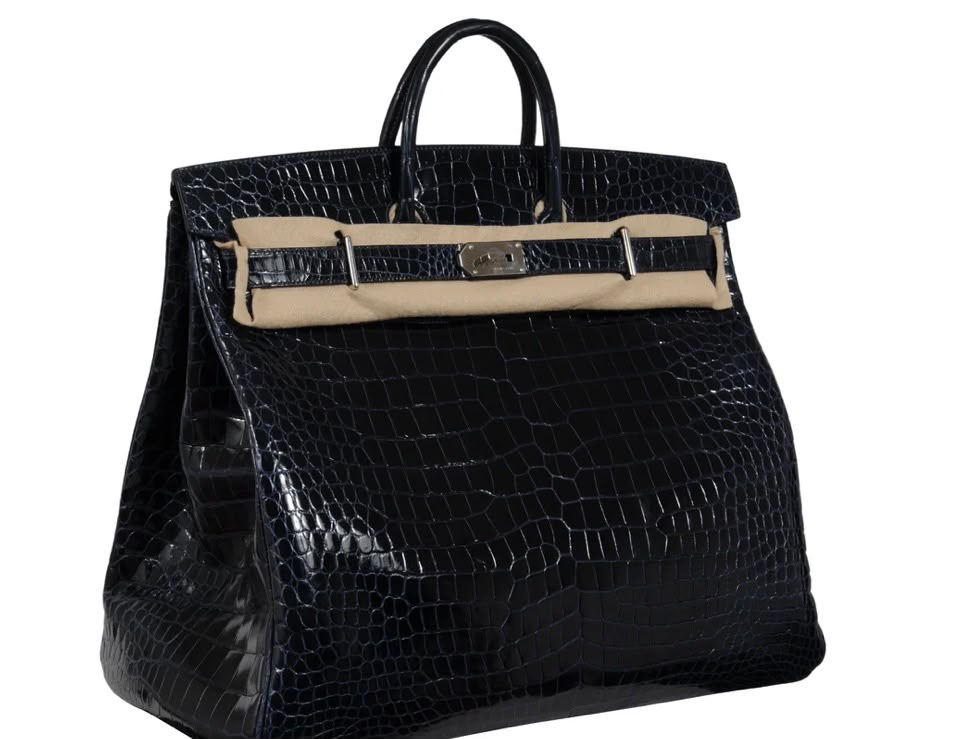 Hermes Birkin HAC 50 Blue marine shiny porosus crocodile leather palladium hardware