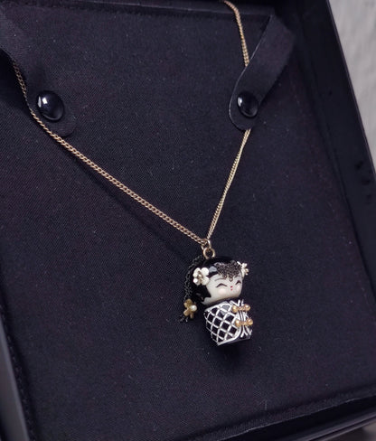 Chanel 10A Double C Acrylic Porcelain Doll Necklace