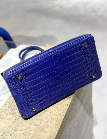 Hermès Birkin 35 Blue Electric Shiny Crocodile Leather Palladium Hardware