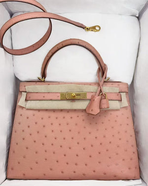 Hermes Kelly 28 Terre cutie ostrich gold hardware