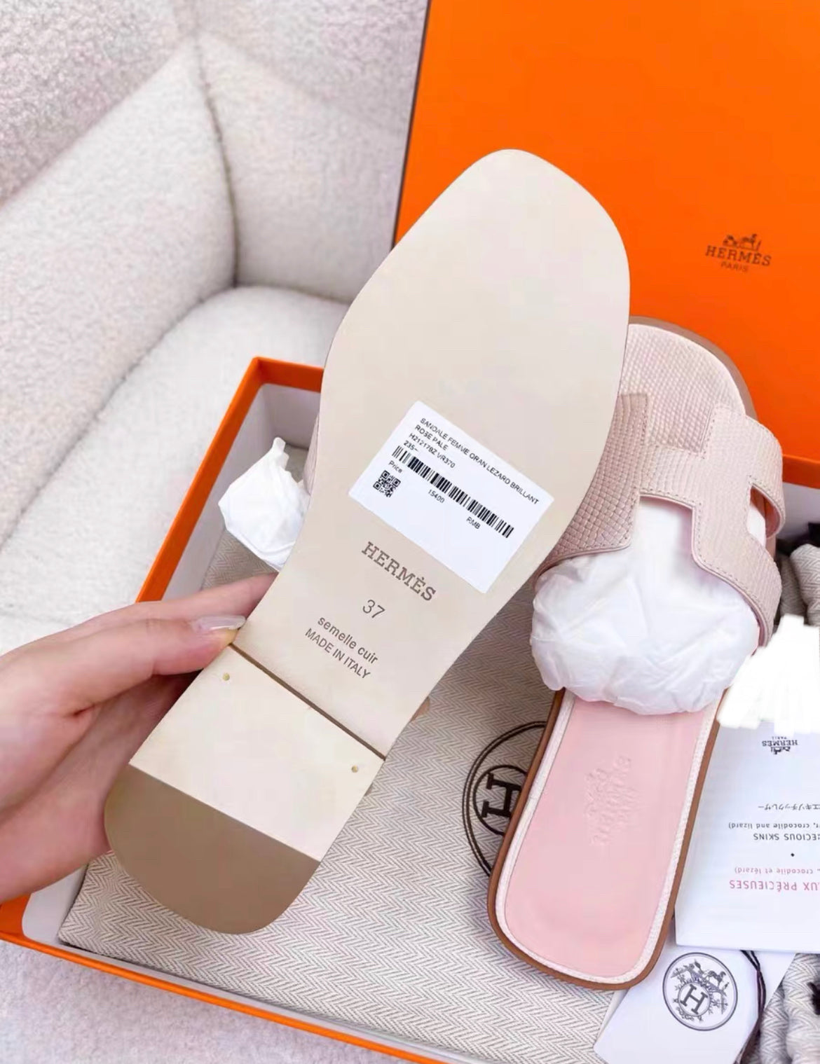 Hermès Oran 37 Hermes Pink Lizard Sandals – Wararni.com