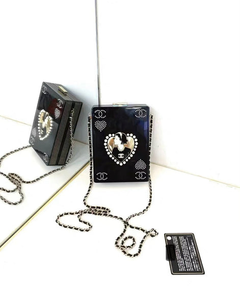 CHANEL Plexiglass Pearl Playing Card Casino Minaudiere Clutch