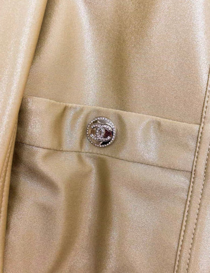 Chanel 23 iridescent champagne gold hooded down jacket