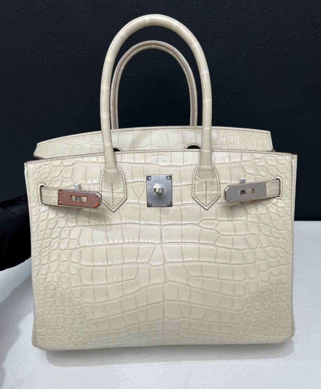 Hermes Birkin 30 Beton Matte Alligator Palladium hardware