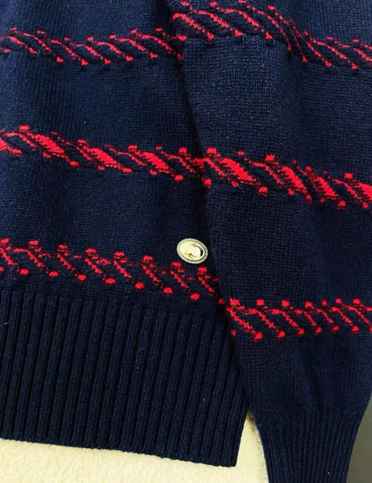 Chanel 21C Navy Blue, Ecru & Red Pullover size 34