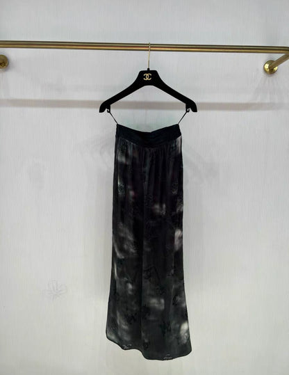 Chanel 22A Black CC logo long skirt size 34