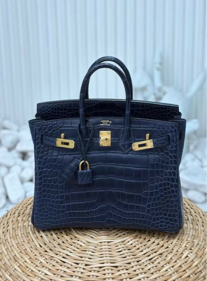 Hermès Birkin 25 Dark Blue Matte crocodile Gold Hardware