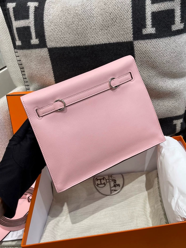 Hermes Kelly danse 3Q Pink Swift Leather palladium hardware