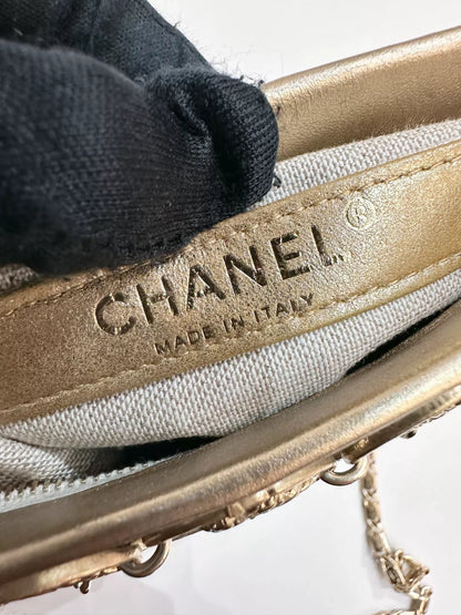 Chanel “Artemis” Gold Metal Coin Evening Bag with Chain Strap (2018)
