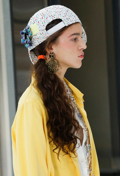 Chanel 17S Runway Yellow Crystal Oversized CC Clip On Statement Earrings