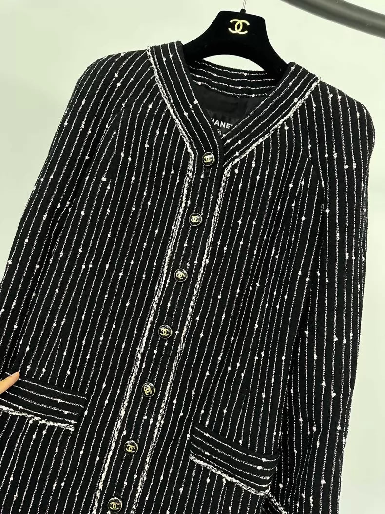Chanel 23P black long coat