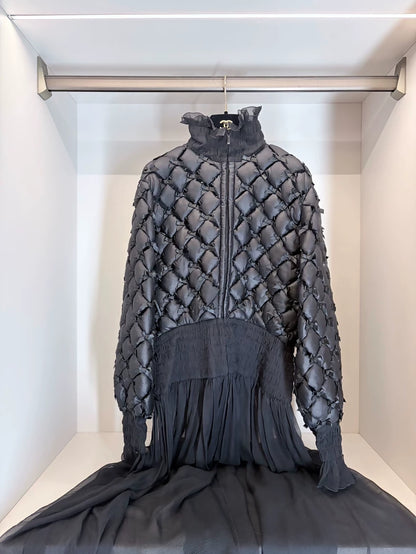 Chanel 2015 Bow-Tie Down Jacket with Silk Cotton