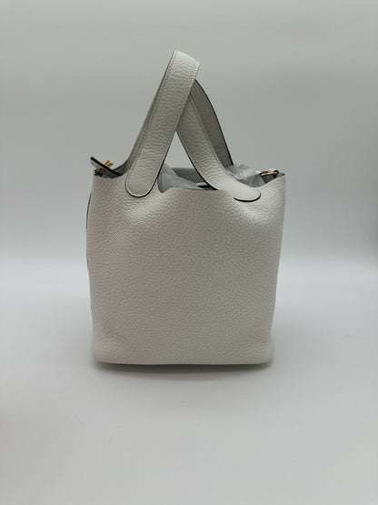 Hermes Picotin 18 New White GHW Stamp W