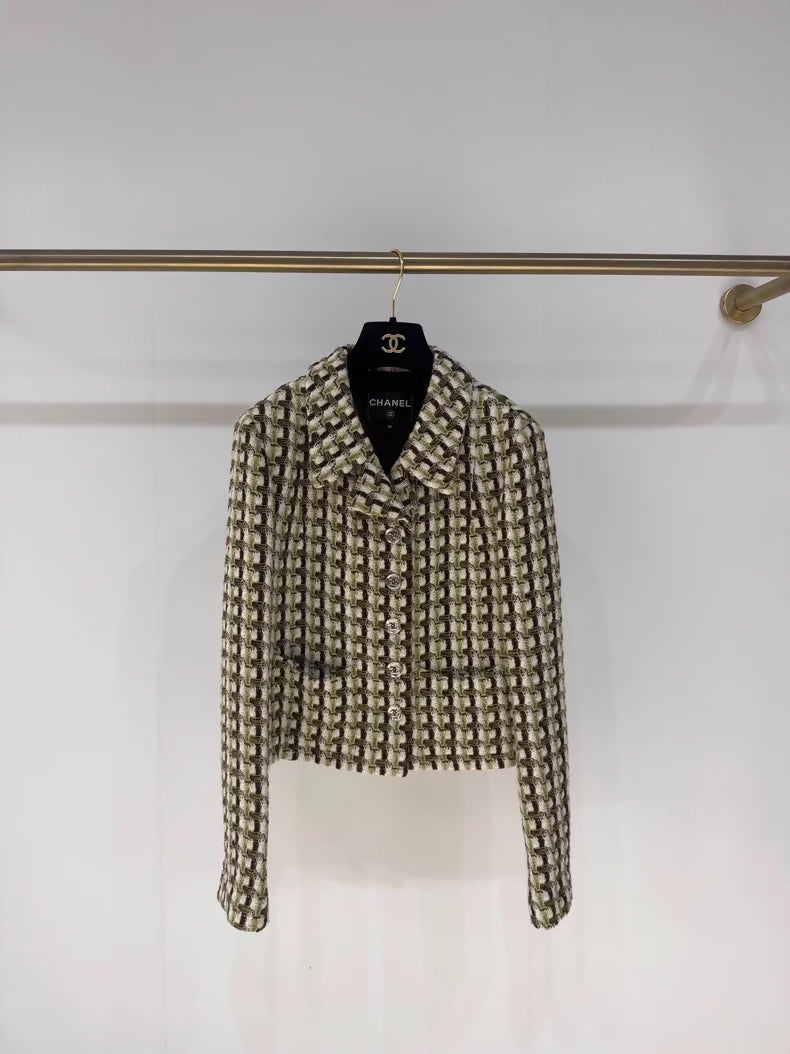 Chanel 23A Green tweed Jacket