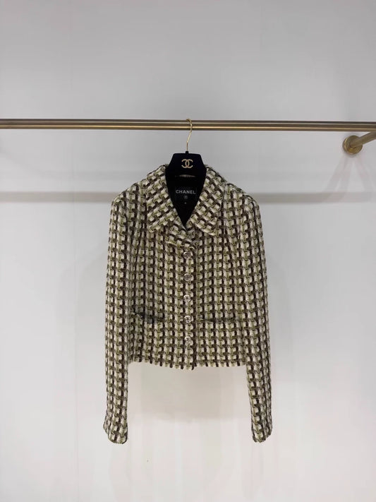 Chanel 23A Green tweed Jacket