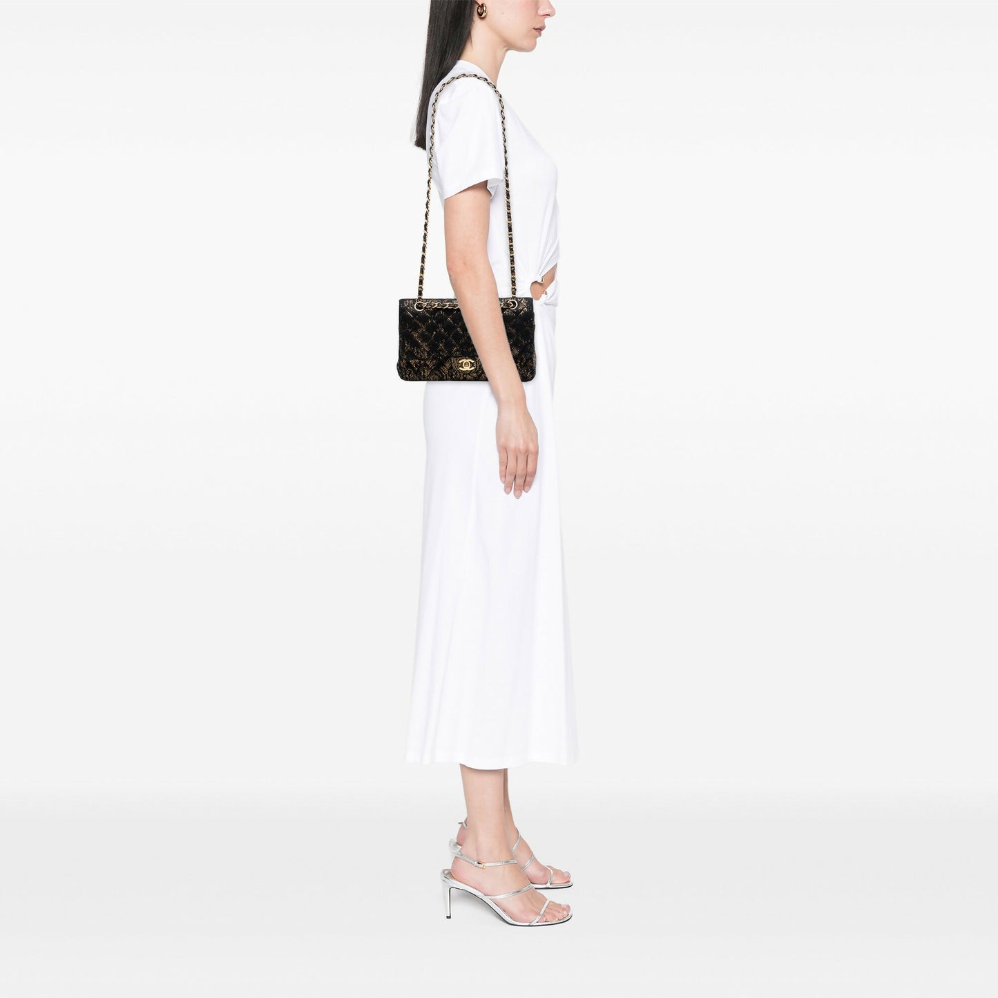 Chanel Medium Quilted Lace Chevre and Lace Classic Double Flap