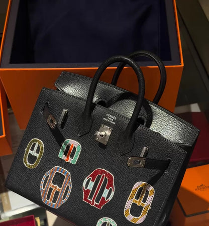 Hermes Birkin 20 Sellier Bouclerie Moderne Black Chèvre Palladium Hardware