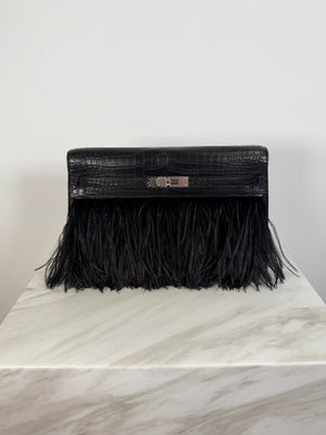 Hermès Kelly Elan Fôile Black Matte Porosus PHW K 2026