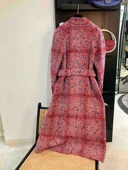 Chanel 22P Pink tweed Long Coat