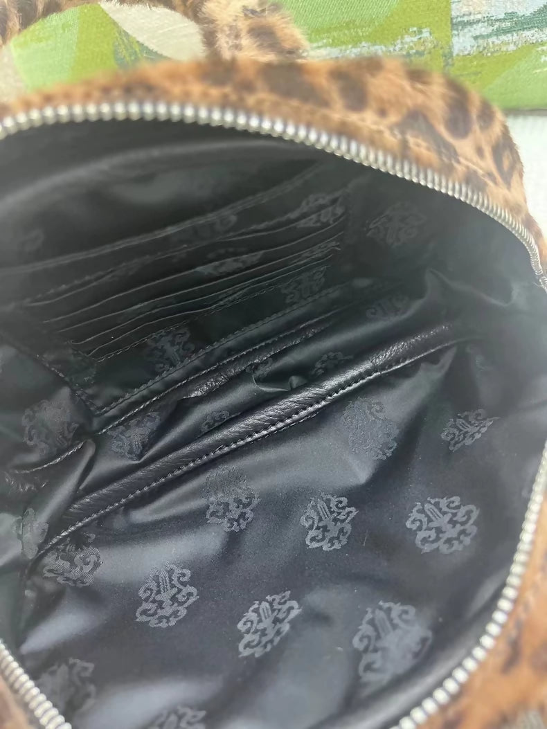Chrome Hearts Leopard Print Pony Hair Bowling Bag