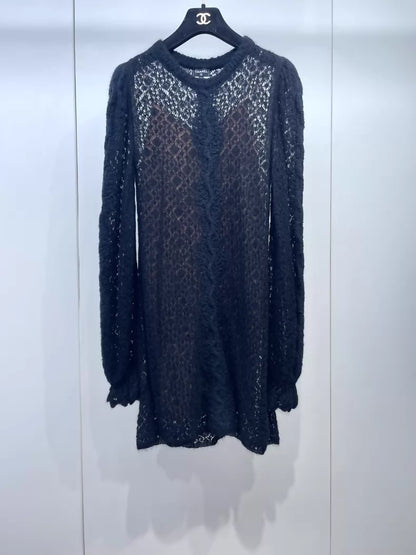 Chanel 23K black crocheted dress