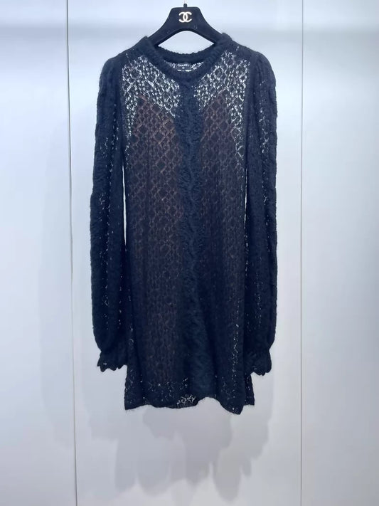 Chanel 23K black crocheted dress
