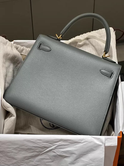 Hermes Kelly 25 Almond Green Epsom leather gold hardware