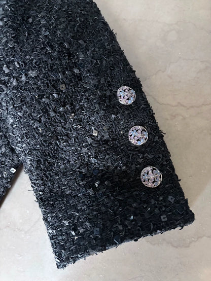 Chanel 24S Black Sequined tweed Jacket