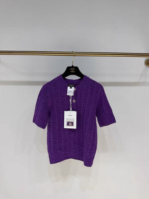 Chanel 23B Purple Cashmere Knit Top