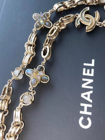 Chanel Moonstone Heavy Enamel Double C Logo Long Sweater Chain