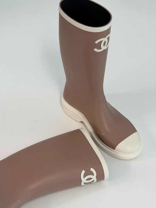 Chanel 26C Khaki rain Boots