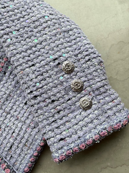 Chanel 26C Purple Sequined Tweed Jacket