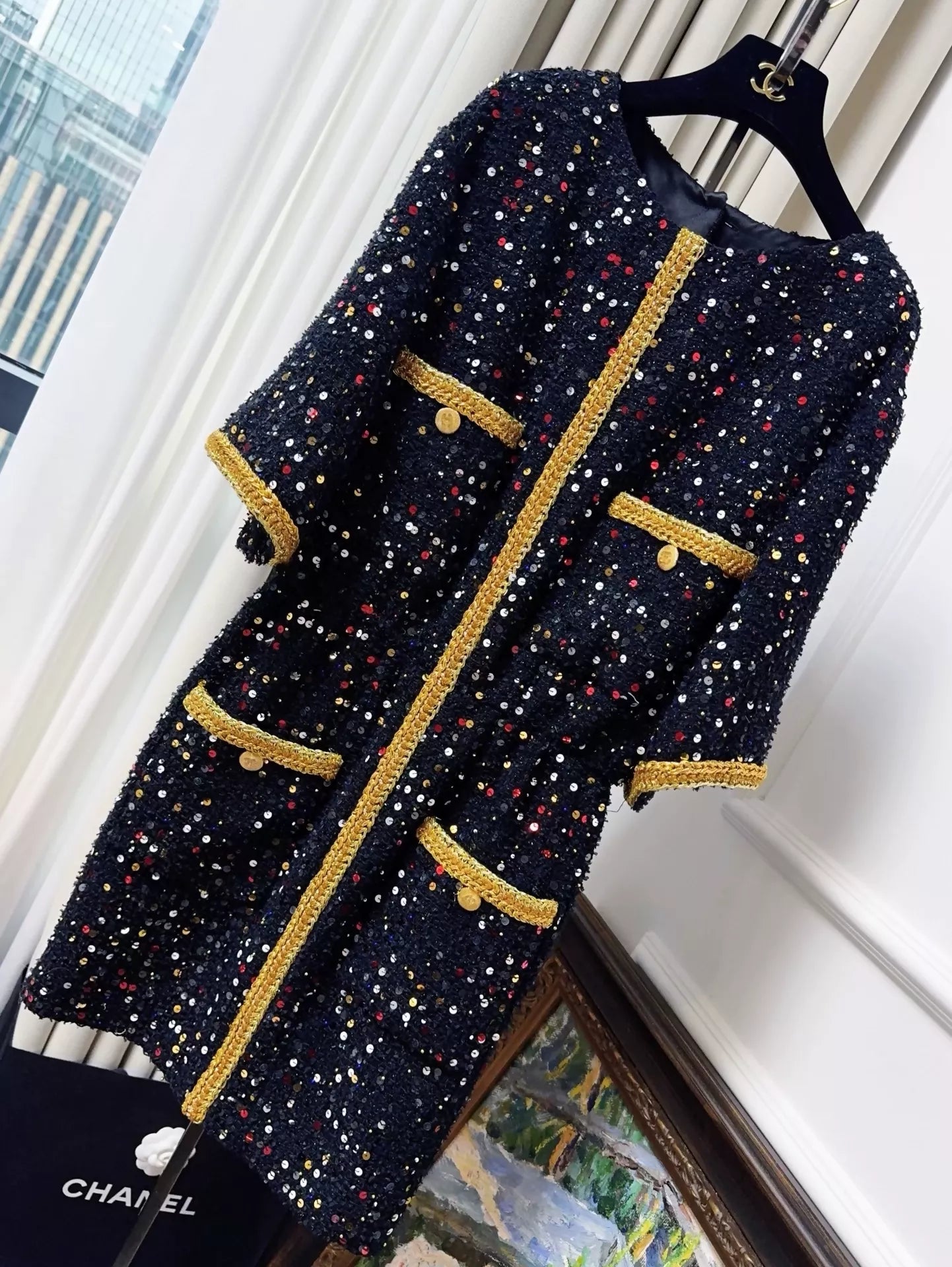 Chanel 22S black and gold dress
