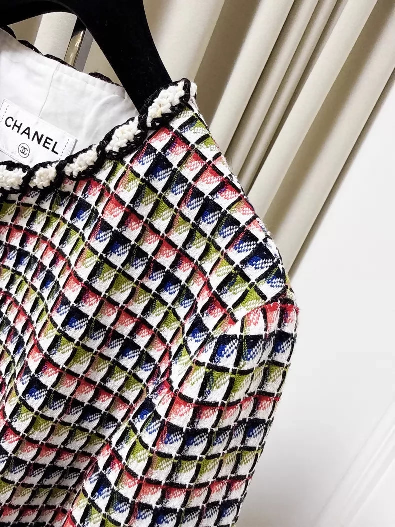 Chanel 25C colourful black and white tweed jacket