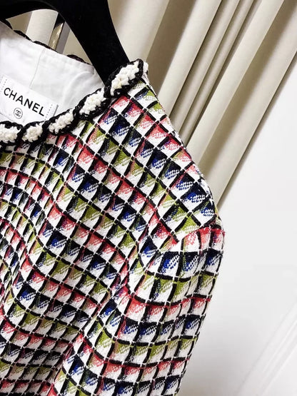 Chanel 25C colourful black and white tweed jacket