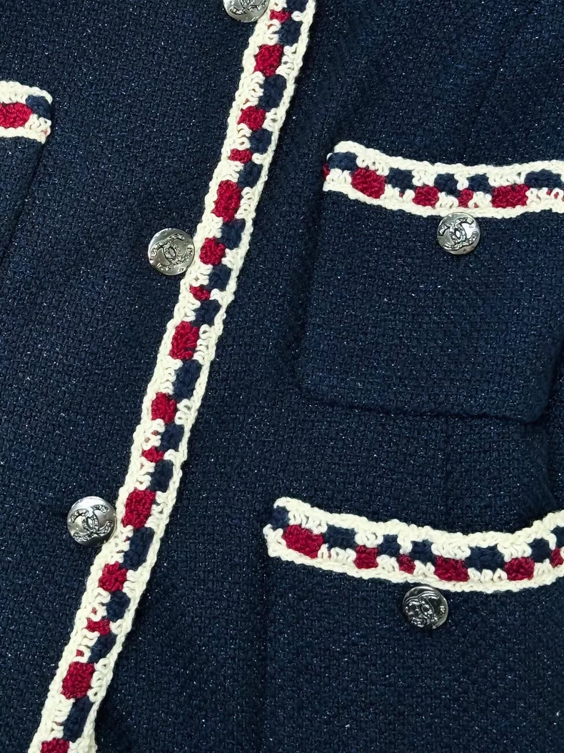 Chanel 2011 navy blue tweed jacket
