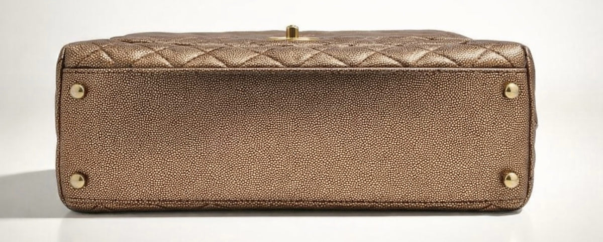 Chanel 19A Small Coco Handle Metallic Rose Gold Copper Caviar Timeless Bag