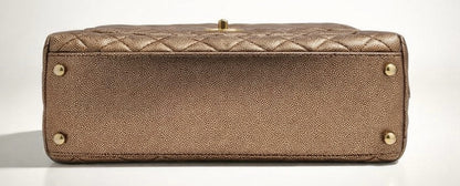 Chanel 19A Small Coco Handle Metallic Rose Gold Copper Caviar Timeless Bag