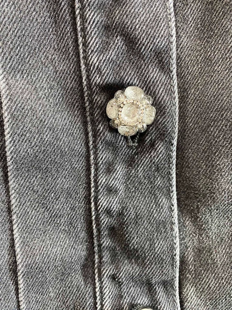 Chanel 24A Black/Grey Ruffled Pleated Short Sleeveless Collared Vest