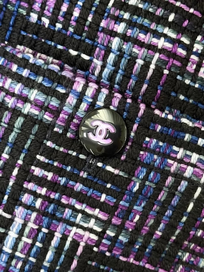 Chanel 23B purple mixed-colour tweed jacket