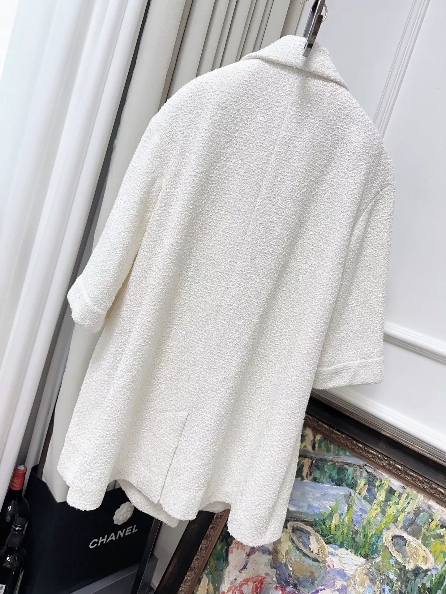 CHANEL 22S ecru tweed coat